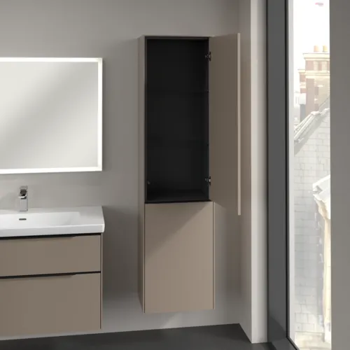 Bild von VILLEROY BOCH Subway 3.0 Hochschrank, 1 Tür, 1 Wäscheklappe, 450 x 1710 x 362 mm, Taupe / Taupe #C59301VM