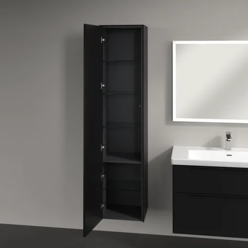 Bild von VILLEROY BOCH Subway 3.0 Hochschrank, 2 Türen, 400 x 1710 x 362 mm, Volcano Black / Volcano Black #C58601VL