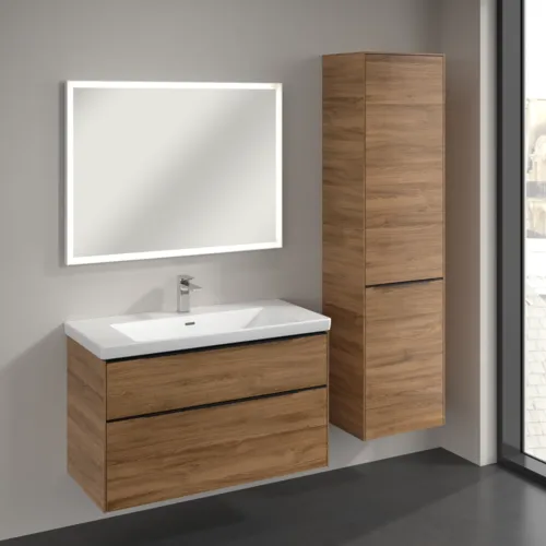 Bild von VILLEROY BOCH Subway 3.0 Hochschrank, 1 Tür, 1 Wäscheklappe, 450 x 1710 x 362 mm, Kansas Oak / Kansas Oak #C59301RH