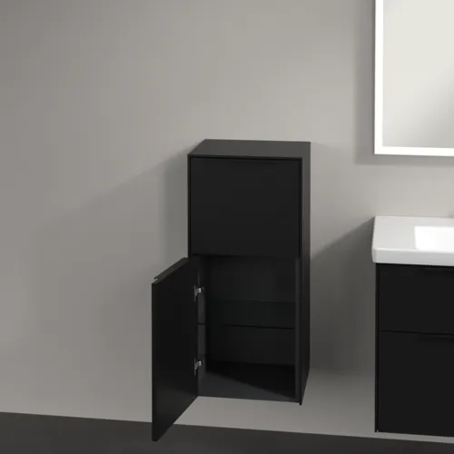 Bild von VILLEROY BOCH Subway 3.0 Seitenschrank, 1 Auszug, 1 Tür, 400 x 860 x 362 mm, Volcano Black / Volcano Black #C59401VL