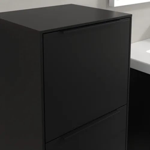 Bild von VILLEROY BOCH Subway 3.0 Seitenschrank, 1 Auszug, 1 Tür, 400 x 860 x 362 mm, Volcano Black / Volcano Black #C59401VL