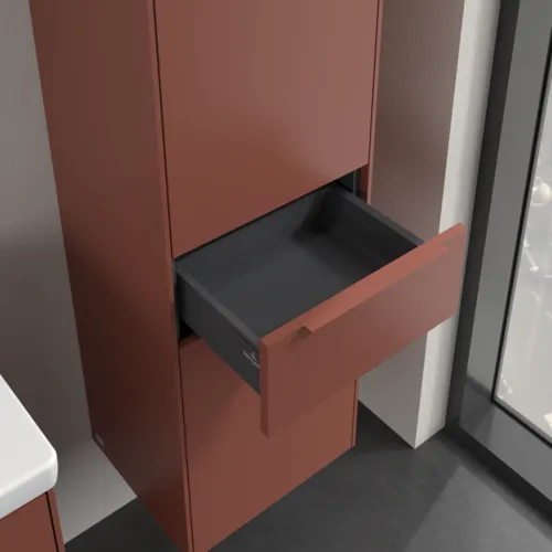 Bild von VILLEROY BOCH Subway 3.0 Hochschrank, 2 Türen, 1 Auszug, 400 x 1710 x 362 mm, Wine Red / Wine Red #C59102AH