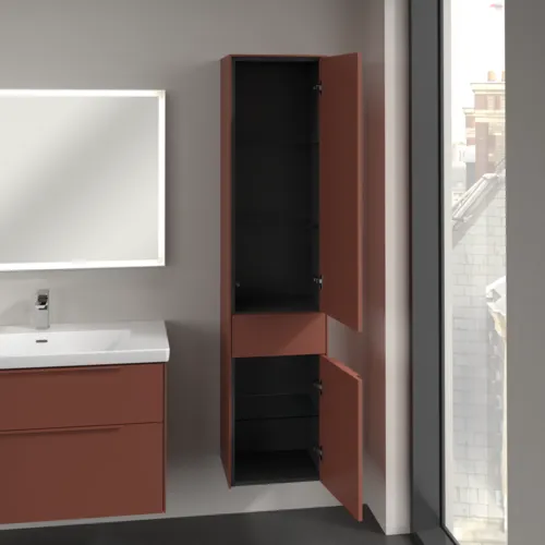 Bild von VILLEROY BOCH Subway 3.0 Hochschrank, 2 Türen, 1 Auszug, 400 x 1710 x 362 mm, Wine Red / Wine Red #C59102AH