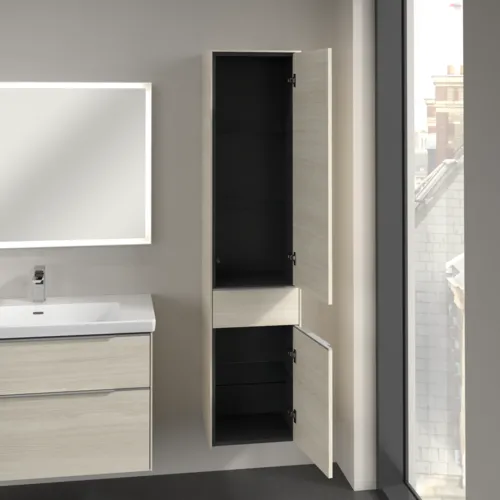 Bild von VILLEROY BOCH Subway 3.0 Hochschrank, 2 Türen, 1 Auszug, 400 x 1710 x 362 mm, White Oak / White Oak #C59100AA