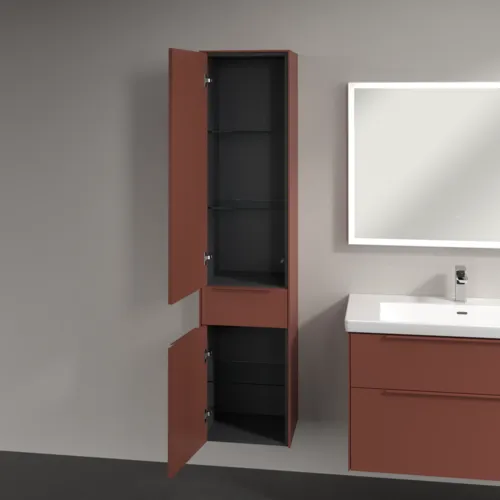 Bild von VILLEROY BOCH Subway 3.0 Hochschrank, 2 Türen, 1 Auszug, 400 x 1710 x 362 mm, Wine Red / Wine Red #C59002AH