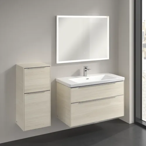 Bild von VILLEROY BOCH Subway 3.0 Seitenschrank, 1 Auszug, 1 Tür, 400 x 860 x 362 mm, White Oak / White Oak #C59400AA
