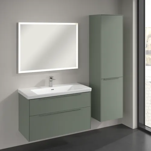 Bild von VILLEROY BOCH Subway 3.0 Hochschrank, 1 Tür, 1 Wäscheklappe, 450 x 1710 x 362 mm, Soft Green / Soft Green #C59302AF