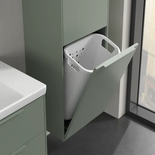 Bild von VILLEROY BOCH Subway 3.0 Hochschrank, 1 Tür, 1 Wäscheklappe, 450 x 1710 x 362 mm, Soft Green / Soft Green #C59302AF