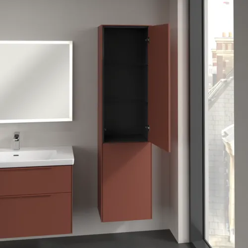 Bild von VILLEROY BOCH Subway 3.0 Hochschrank, 1 Tür, 1 Wäscheklappe, 450 x 1710 x 362 mm, Wine Red / Wine Red #C59302AH