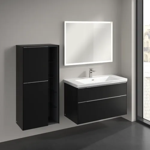 Bild von VILLEROY BOCH Subway 3.0 Mittelschrank, 2 Türen, 574 x 1200 x 362 mm, Volcano Black / Volcano Black #C59800VL