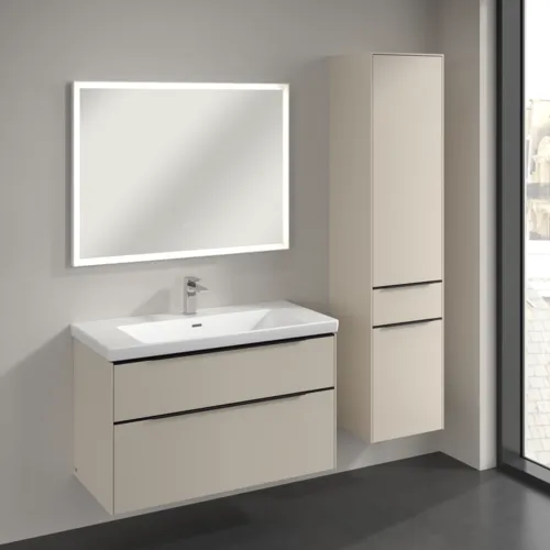 Bild von VILLEROY BOCH Subway 3.0 Hochschrank, 2 Türen, 1 Auszug, 400 x 1710 x 362 mm, Cashmere Grey / Cashmere Grey #C59101VN