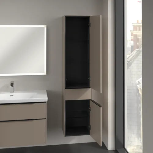 Bild von VILLEROY BOCH Subway 3.0 Hochschrank, 2 Türen, 1 Auszug, 400 x 1710 x 362 mm, Taupe / Taupe #C59101VM