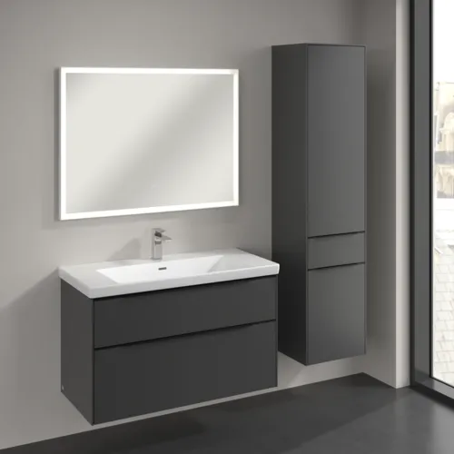 VILLEROY BOCH Subway 3.0 Hochschrank, 2 Türen, 1 Auszug, 400 x 1710 x 362 mm, Graphite / Graphite #C59101VR, Bild 3