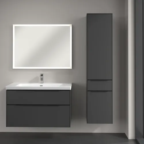 VILLEROY BOCH Subway 3.0 Hochschrank, 2 Türen, 1 Auszug, 400 x 1710 x 362 mm, Graphite / Graphite #C59101VR, Bild 4
