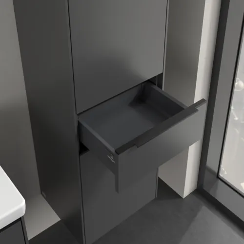 VILLEROY BOCH Subway 3.0 Hochschrank, 2 Türen, 1 Auszug, 400 x 1710 x 362 mm, Graphite / Graphite #C59101VR, Bild 6