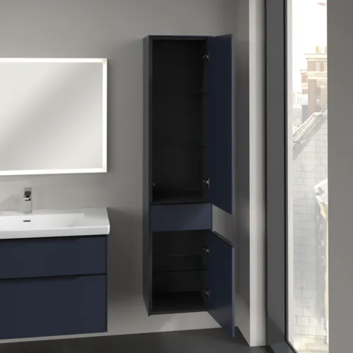 Bild von VILLEROY BOCH Subway 3.0 Hochschrank, 2 Türen, 1 Auszug, 400 x 1710 x 362 mm, Marine Blue / Marine Blue #C59101VQ