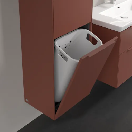 Bild von VILLEROY BOCH Subway 3.0 Hochschrank, 1 Tür, 1 Wäscheklappe, 450 x 1710 x 362 mm, Wine Red / Wine Red #C59202AH