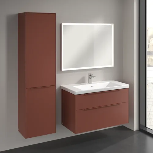 Bild von VILLEROY BOCH Subway 3.0 Hochschrank, 1 Tür, 1 Wäscheklappe, 450 x 1710 x 362 mm, Wine Red / Wine Red #C59202AH
