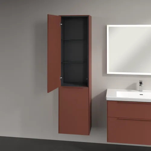 Bild von VILLEROY BOCH Subway 3.0 Hochschrank, 1 Tür, 1 Wäscheklappe, 450 x 1710 x 362 mm, Wine Red / Wine Red #C59202AH