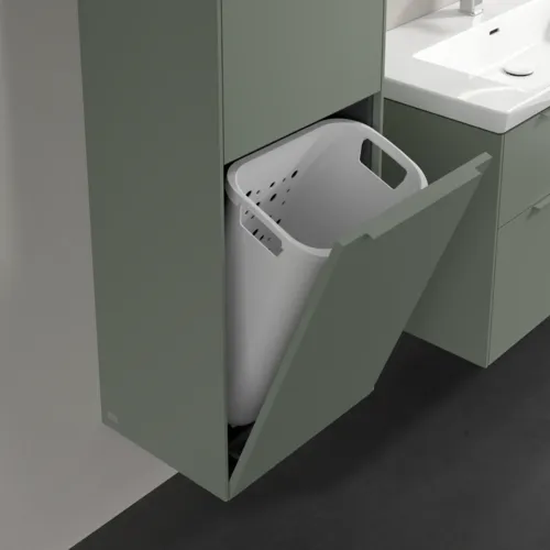 Bild von VILLEROY BOCH Subway 3.0 Hochschrank, 1 Tür, 1 Wäscheklappe, 450 x 1710 x 362 mm, Soft Green / Soft Green #C59202AF