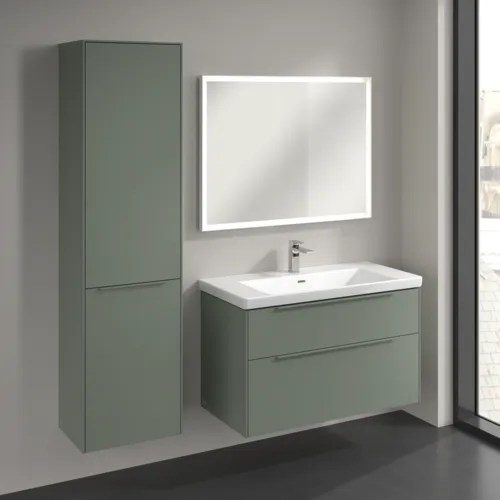 Bild von VILLEROY BOCH Subway 3.0 Hochschrank, 1 Tür, 1 Wäscheklappe, 450 x 1710 x 362 mm, Soft Green / Soft Green #C59202AF