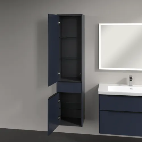 Bild von VILLEROY BOCH Subway 3.0 Hochschrank, 2 Türen, 1 Auszug, 400 x 1710 x 362 mm, Marine Blue / Marine Blue #C59001VQ