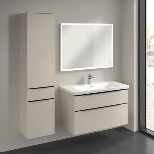 Bild von VILLEROY BOCH Subway 3.0 Hochschrank, 2 Türen, 1 Auszug, 400 x 1710 x 362 mm, Cashmere Grey / Cashmere Grey #C59001VN