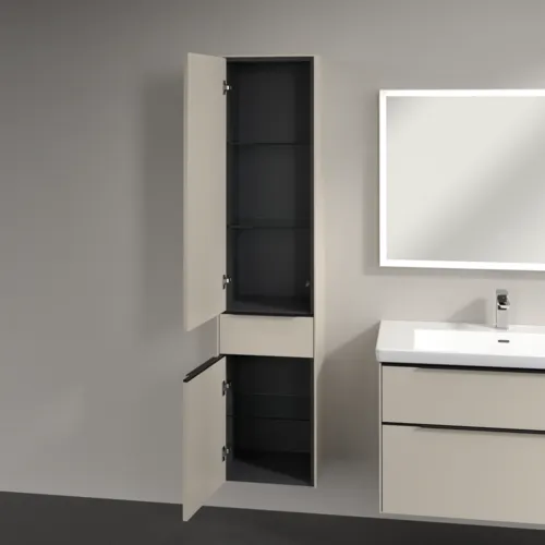 Bild von VILLEROY BOCH Subway 3.0 Hochschrank, 2 Türen, 1 Auszug, 400 x 1710 x 362 mm, Cashmere Grey / Cashmere Grey #C59001VN