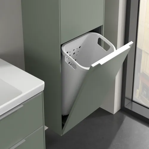 Bild von VILLEROY BOCH Subway 3.0 Hochschrank, 1 Tür, 1 Wäscheklappe, 450 x 1710 x 362 mm, Soft Green / Soft Green #C59300AF