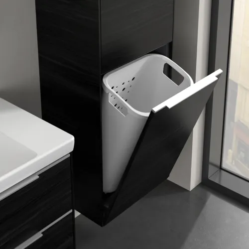Bild von VILLEROY BOCH Subway 3.0 Hochschrank, 1 Tür, 1 Wäscheklappe, 450 x 1710 x 362 mm, Black Oak / Black Oak #C59300AB