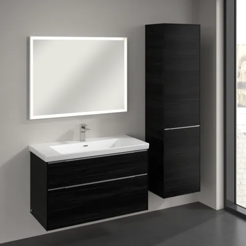 Bild von VILLEROY BOCH Subway 3.0 Hochschrank, 1 Tür, 1 Wäscheklappe, 450 x 1710 x 362 mm, Black Oak / Black Oak #C59300AB