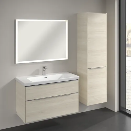 Bild von VILLEROY BOCH Subway 3.0 Hochschrank, 1 Tür, 1 Wäscheklappe, 450 x 1710 x 362 mm, White Oak / White Oak #C59300AA