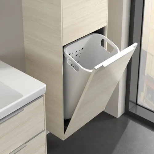 Bild von VILLEROY BOCH Subway 3.0 Hochschrank, 1 Tür, 1 Wäscheklappe, 450 x 1710 x 362 mm, White Oak / White Oak #C59300AA