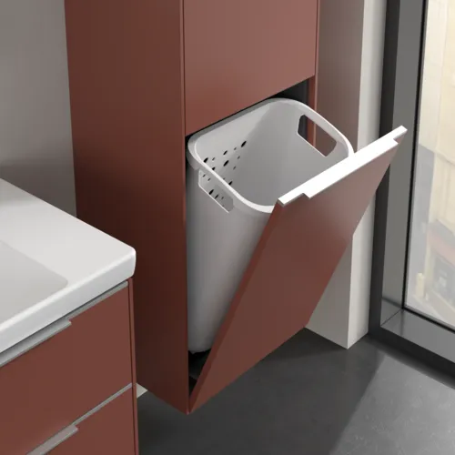 Bild von VILLEROY BOCH Subway 3.0 Hochschrank, 1 Tür, 1 Wäscheklappe, 450 x 1710 x 362 mm, Wine Red / Wine Red #C59300AH