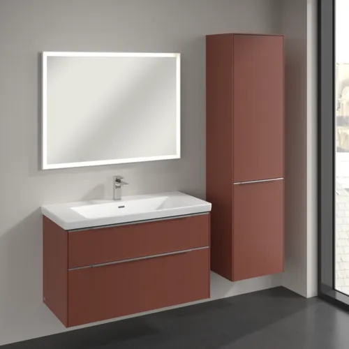 Bild von VILLEROY BOCH Subway 3.0 Hochschrank, 1 Tür, 1 Wäscheklappe, 450 x 1710 x 362 mm, Wine Red / Wine Red #C59300AH