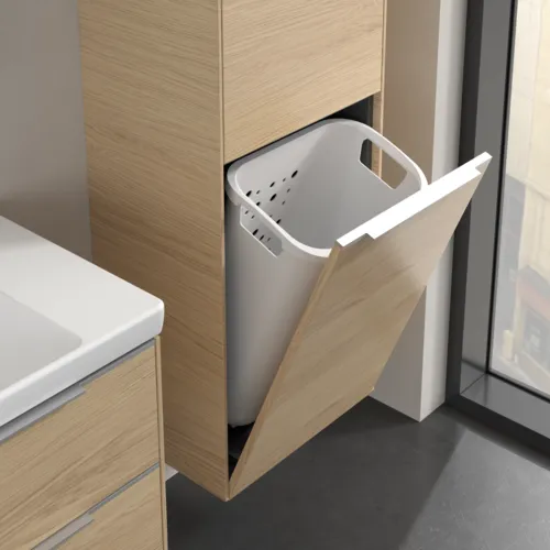 Bild von VILLEROY BOCH Subway 3.0 Hochschrank, 1 Tür, 1 Wäscheklappe, 450 x 1710 x 362 mm, Nordic Oak / Nordic Oak #C59300VJ