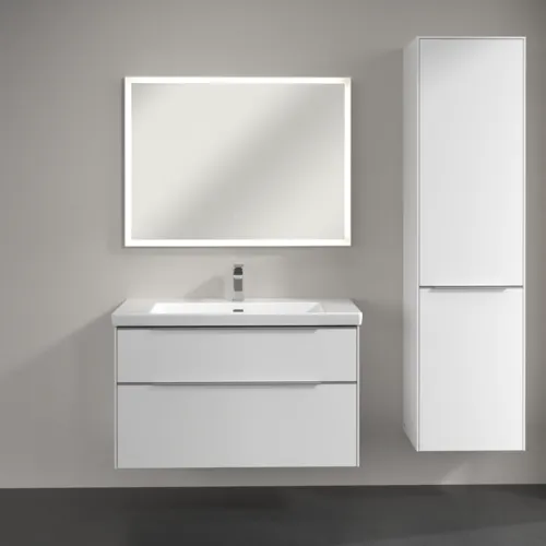 Bild von VILLEROY BOCH Subway 3.0 Hochschrank, 1 Tür, 1 Wäscheklappe, 450 x 1710 x 362 mm, Pure White / Pure White #C59300VF