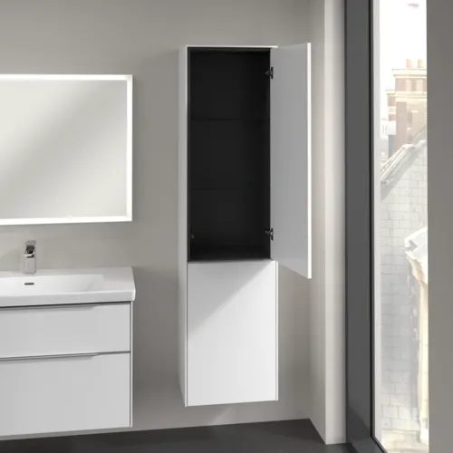 Bild von VILLEROY BOCH Subway 3.0 Hochschrank, 1 Tür, 1 Wäscheklappe, 450 x 1710 x 362 mm, Pure White / Pure White #C59300VF