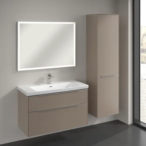 Bild von VILLEROY BOCH Subway 3.0 Hochschrank, 1 Tür, 1 Wäscheklappe, 450 x 1710 x 362 mm, Taupe / Taupe #C59300VM