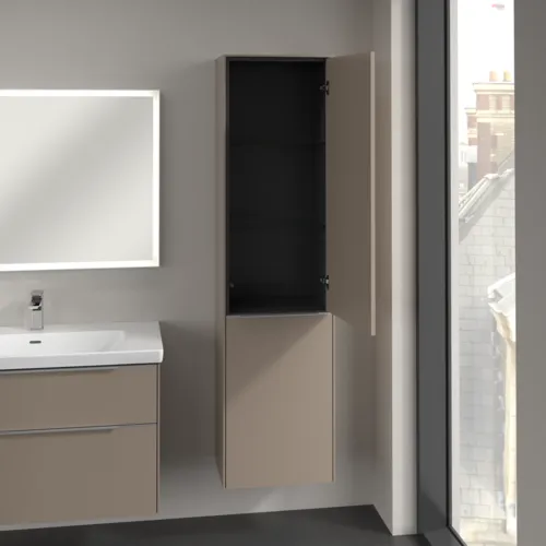Bild von VILLEROY BOCH Subway 3.0 Hochschrank, 1 Tür, 1 Wäscheklappe, 450 x 1710 x 362 mm, Taupe / Taupe #C59300VM