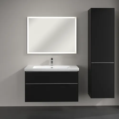Bild von VILLEROY BOCH Subway 3.0 Hochschrank, 1 Tür, 1 Wäscheklappe, 450 x 1710 x 362 mm, Volcano Black / Volcano Black #C59300VL