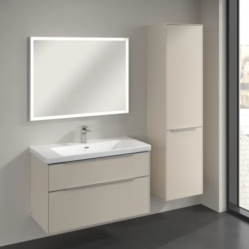Bild von VILLEROY BOCH Subway 3.0 Hochschrank, 1 Tür, 1 Wäscheklappe, 450 x 1710 x 362 mm, Cashmere Grey / Cashmere Grey #C59300VN
