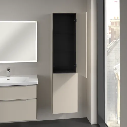 Bild von VILLEROY BOCH Subway 3.0 Hochschrank, 1 Tür, 1 Wäscheklappe, 450 x 1710 x 362 mm, Cashmere Grey / Cashmere Grey #C59300VN