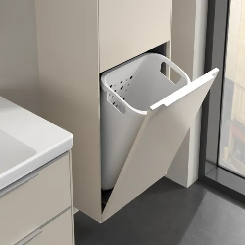 Bild von VILLEROY BOCH Subway 3.0 Hochschrank, 1 Tür, 1 Wäscheklappe, 450 x 1710 x 362 mm, Cashmere Grey / Cashmere Grey #C59300VN