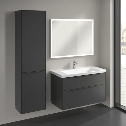 Bild von VILLEROY BOCH Subway 3.0 Hochschrank, 1 Tür, 1 Wäscheklappe, 450 x 1710 x 362 mm, Graphite / Graphite #C59202VR