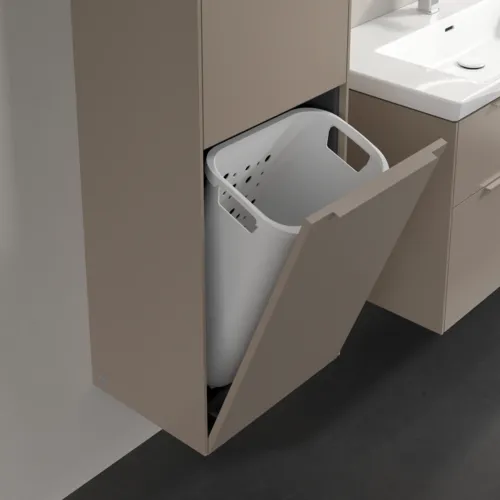 Bild von VILLEROY BOCH Subway 3.0 Hochschrank, 1 Tür, 1 Wäscheklappe, 450 x 1710 x 362 mm, Taupe / Taupe #C59202VM