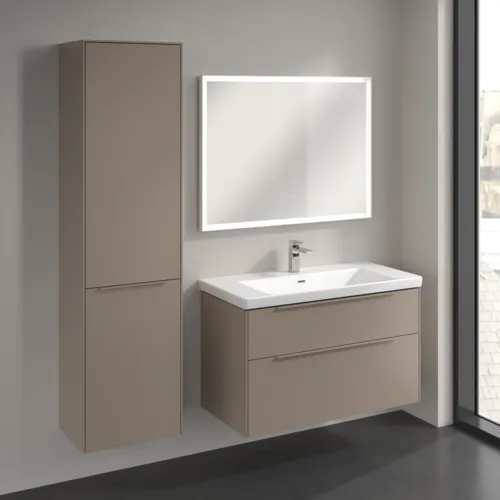 Bild von VILLEROY BOCH Subway 3.0 Hochschrank, 1 Tür, 1 Wäscheklappe, 450 x 1710 x 362 mm, Taupe / Taupe #C59202VM