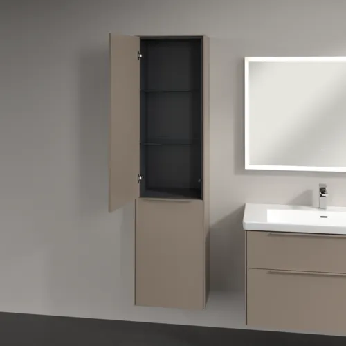 Bild von VILLEROY BOCH Subway 3.0 Hochschrank, 1 Tür, 1 Wäscheklappe, 450 x 1710 x 362 mm, Taupe / Taupe #C59202VM