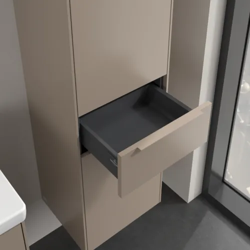 Bild von VILLEROY BOCH Subway 3.0 Hochschrank, 2 Türen, 1 Auszug, 400 x 1710 x 362 mm, Taupe / Taupe #C59102VM