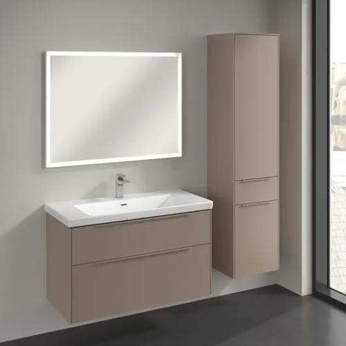Bild von VILLEROY BOCH Subway 3.0 Hochschrank, 2 Türen, 1 Auszug, 400 x 1710 x 362 mm, Taupe / Taupe #C59102VM